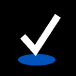 Illustration of a checkmark over a blue oval