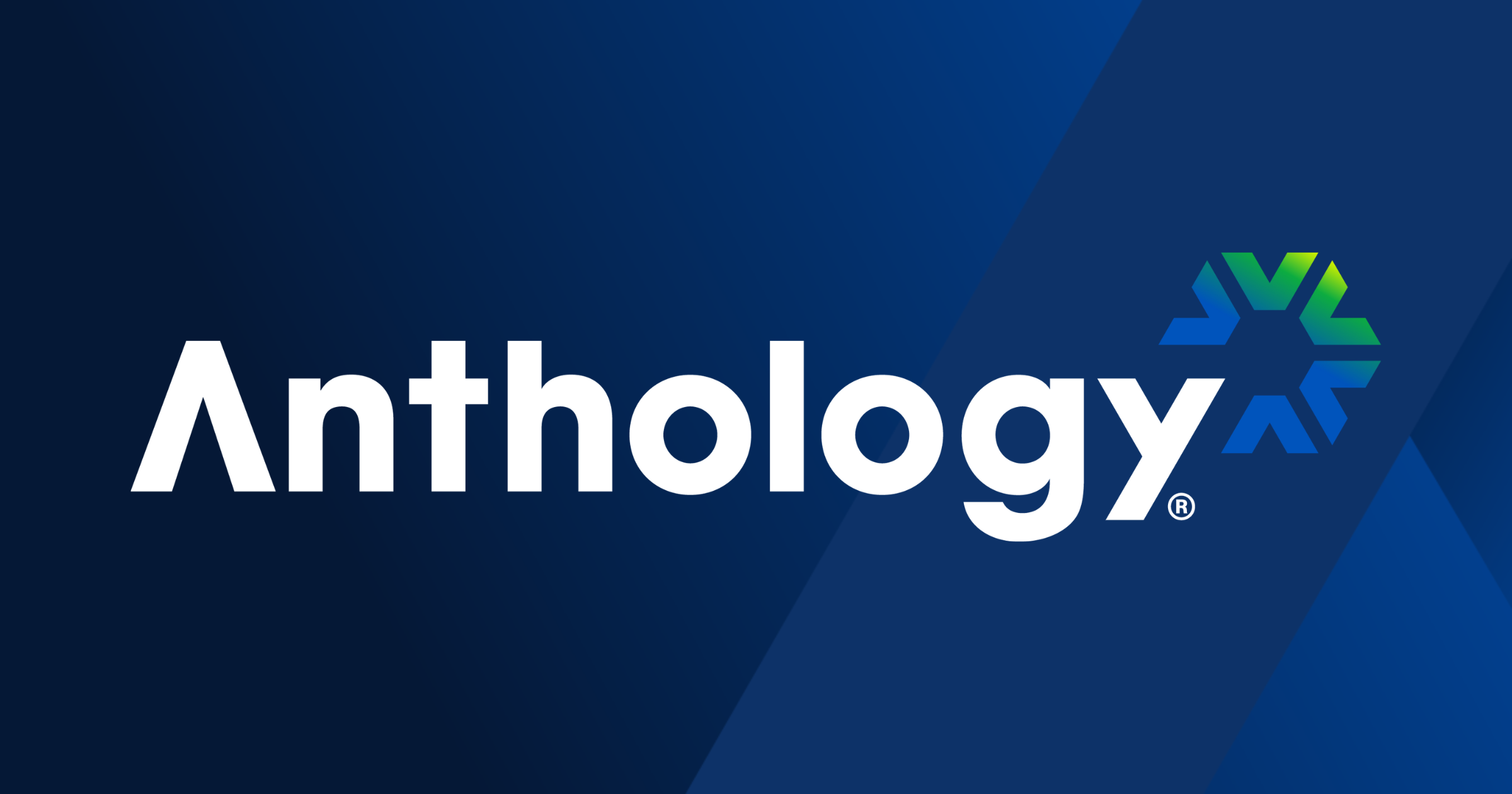 Anthology logo on a gradient blue background.