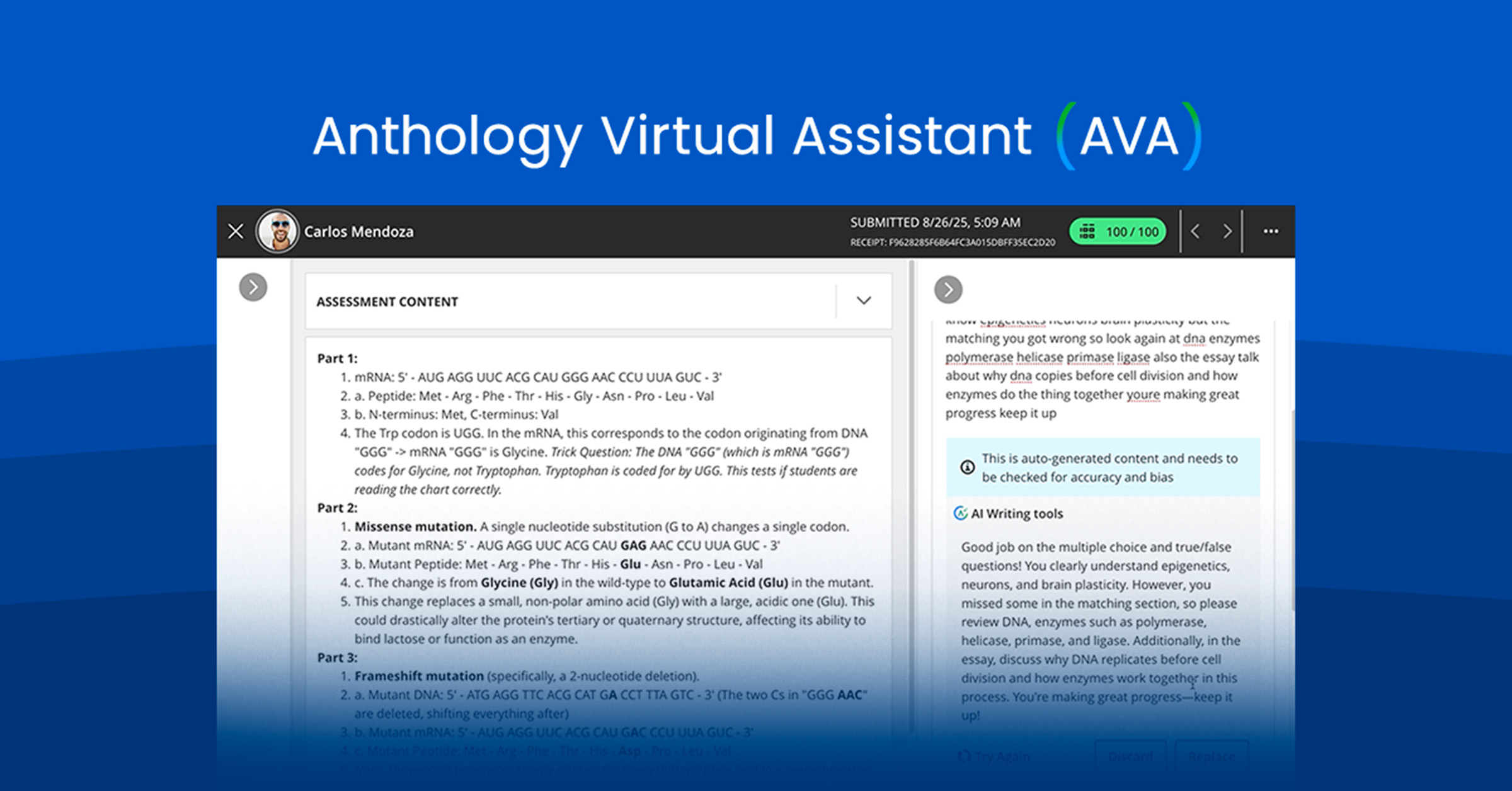 Blog on Quality Feedback to Learners in a Fraction of the Time: AVA is Now Live in Blackboard