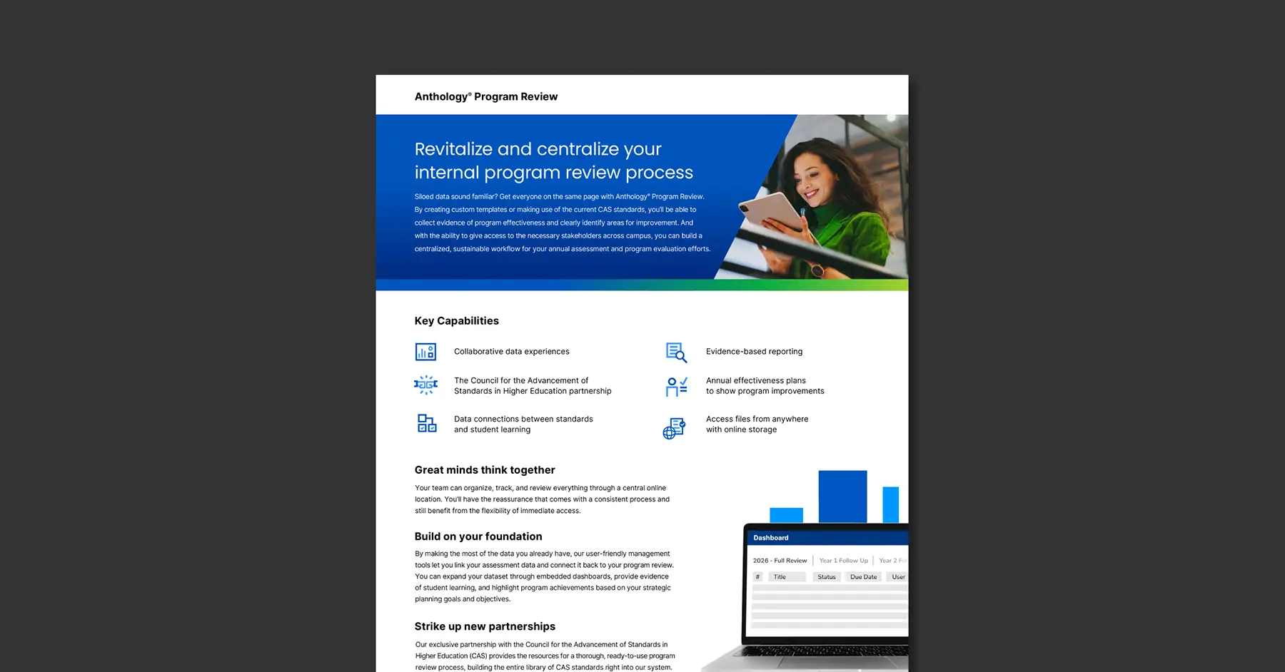Preview of the Anthology Program Review datasheet over a gray background