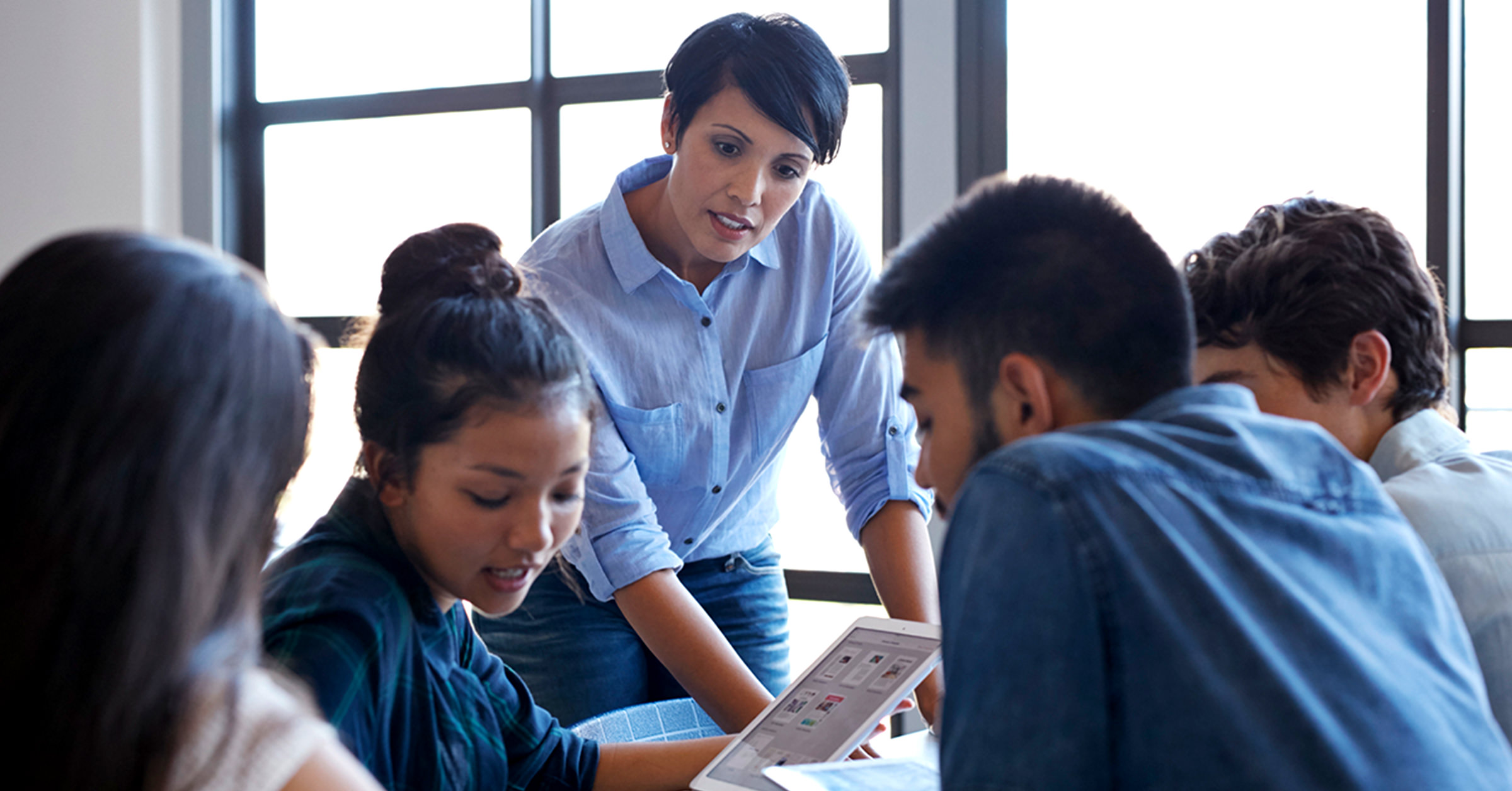 Coworkers strategizing together