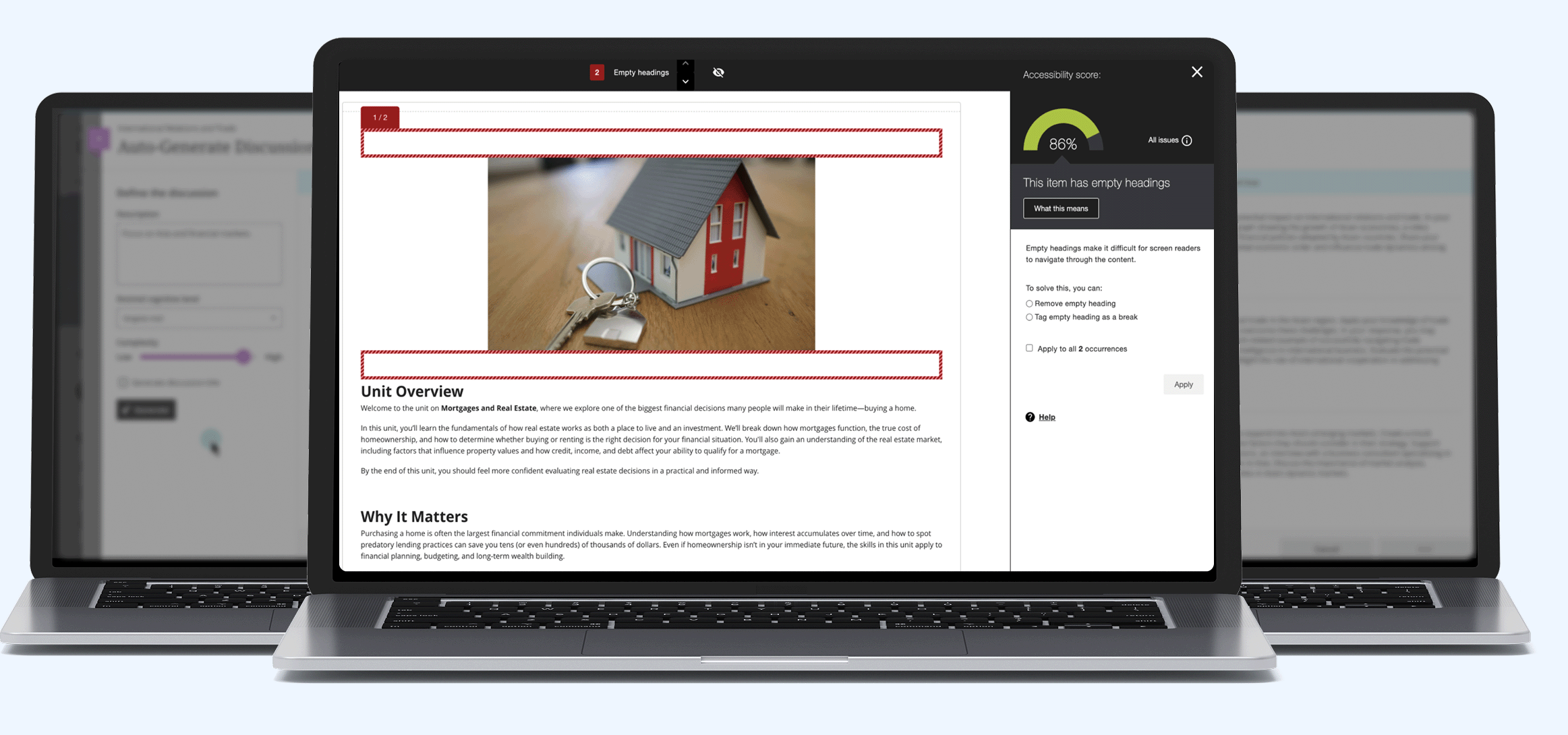 Laptops showing Blackboard Ally digital accessibility platform