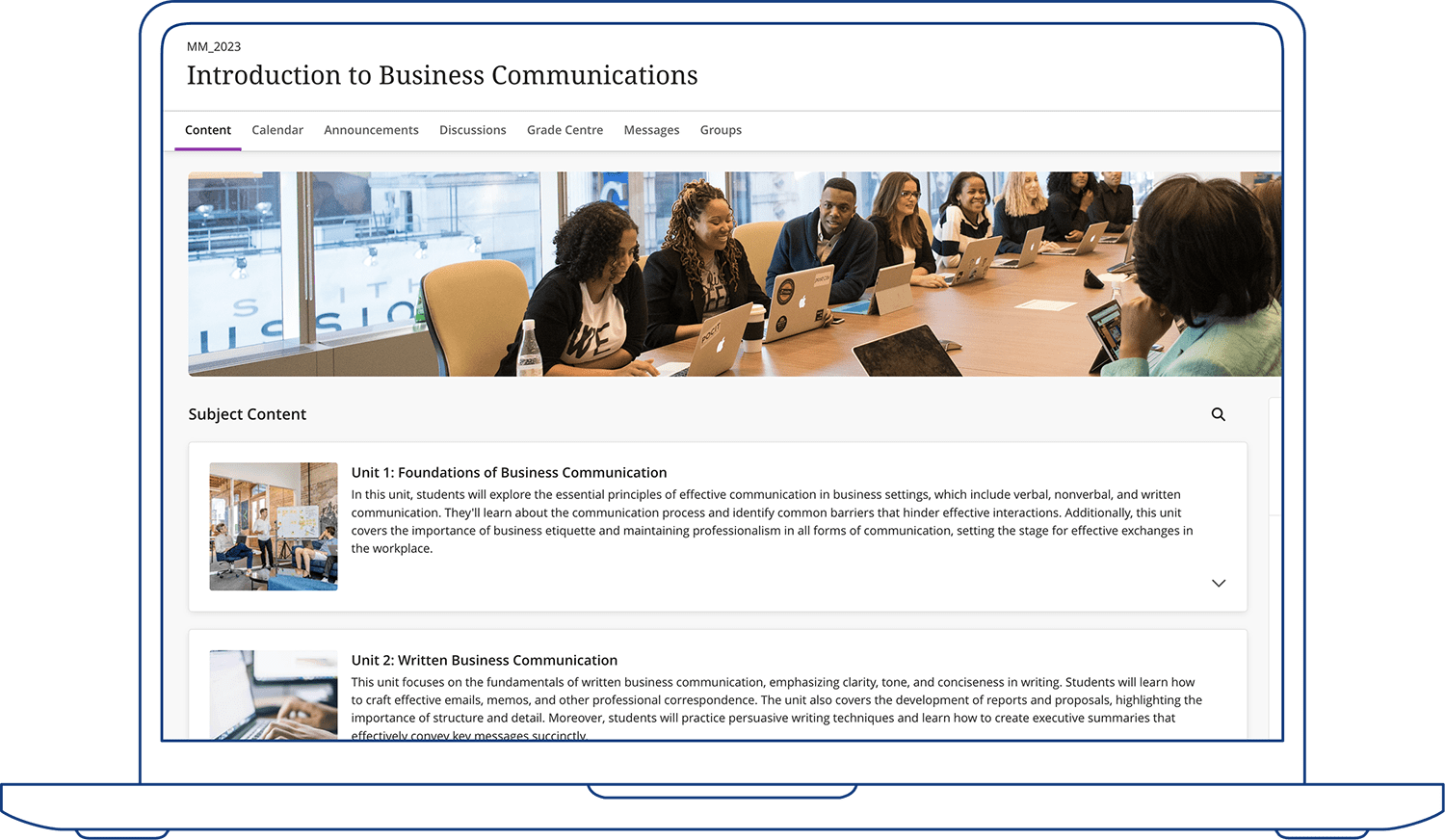 Laptop showing Blackboard